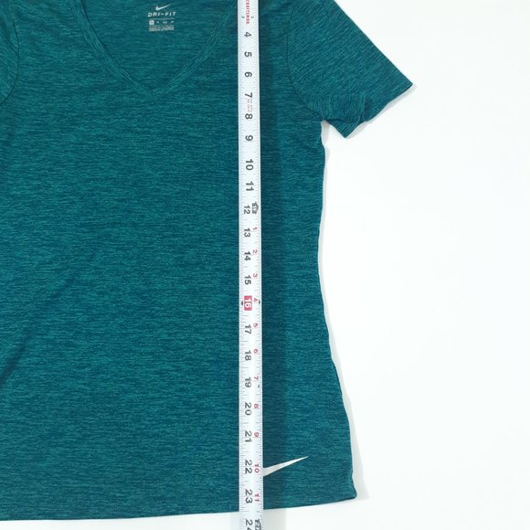 Nike Womens Green Dri Fit V Neck Short Sleeves Activewear Pullover Top Size XS - Picture 8 of 9